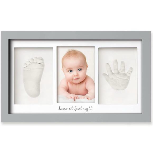 Baby Hand and Footprint Kit - Duo Frame, 13" x 7.9", Cloud Gray with All Crafts - Picture 1 of 12